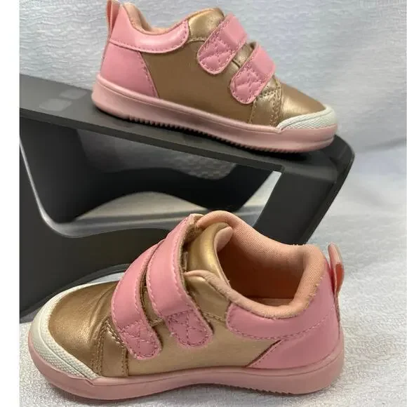 Tucker + Tate Gold Pink Metallic Double Strap Sneakers Kids Size 6D TTHOLDEN-PU - Picture 2 of 7